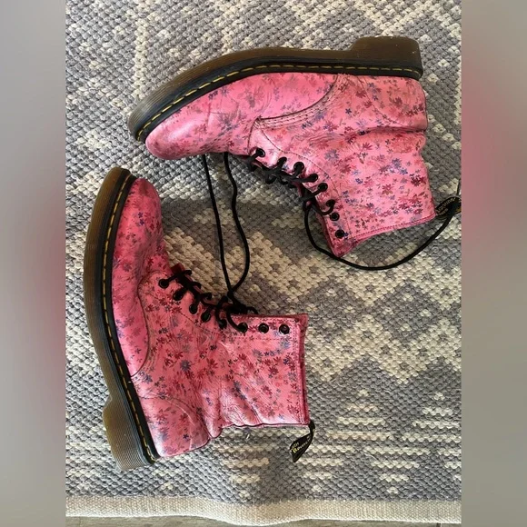 Dr Martens 1460W Pink Little Flowers Boots - Picture 5 of 11